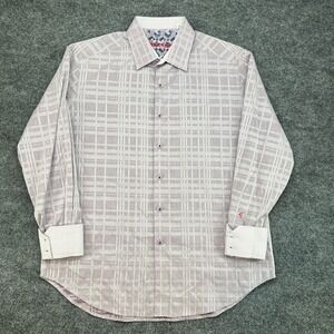 Robert Graham Shirt Men's Large Purple Plaid Cotton Classic Fit Button-Up